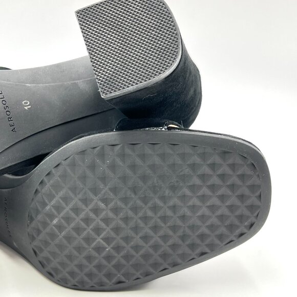 Aerosoles Womens‎ Size 10 Landon Black Suede Leather Block Heels Sandals Shoes - Picture 11 of 14